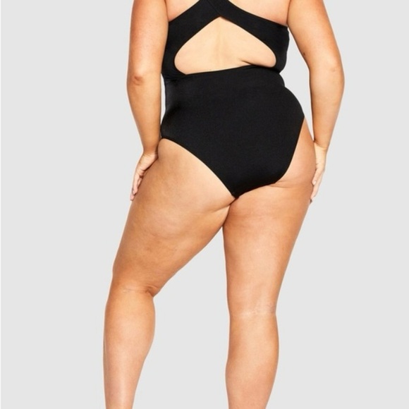 Fox & Royal One Piece Black Swimsuit One Shoulder Cutout Belt NWT - Picture 10 of 11